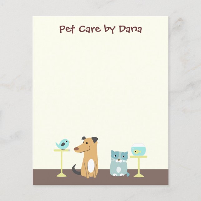 Pet Sitter's Small Note Paper (Front)