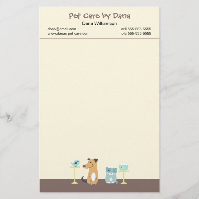 Pet Sitter's Stationery (Front)