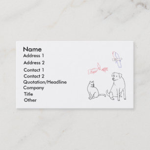 Pet Sitting Business Cards, Dog Cat Bird Fish Business Card