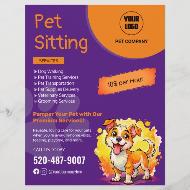 Pet Sitting Custom Flyer (Front)