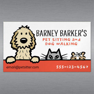 Pet Sitting Dog Cat Guinea Pig Cute Animal Lover's Magnetic Business Card