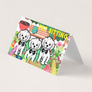 Pet Sitting & Dog Walker Colorful Floral Park Chic Business Card