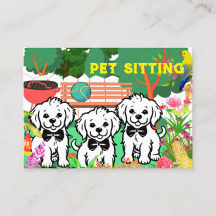 Pet Sitting & Dog Walker Colourful Floral Park Chi Business Card