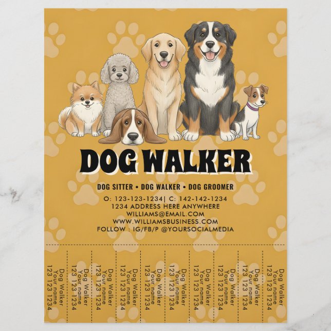 Pet Sitting Dog Walker Custom Promotional Flyer (Front)