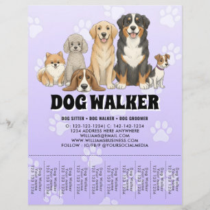 Pet Sitting Dog Walker Custom Promotional Purple Flyer