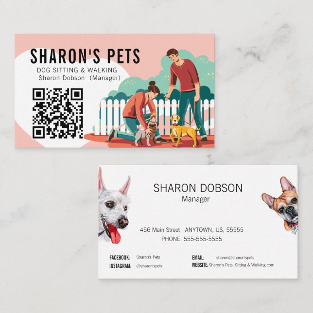 Pet sitting & dog walking Business Card (Front/Back)
