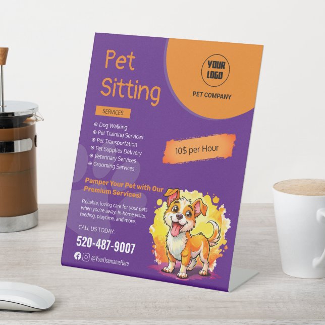 Pet Sitting Editable Pedestal Sign (In SItu)