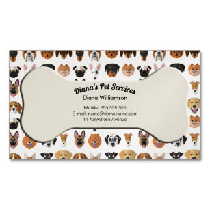 Pet Sitting, Grooming and Services Magnetic Business Card