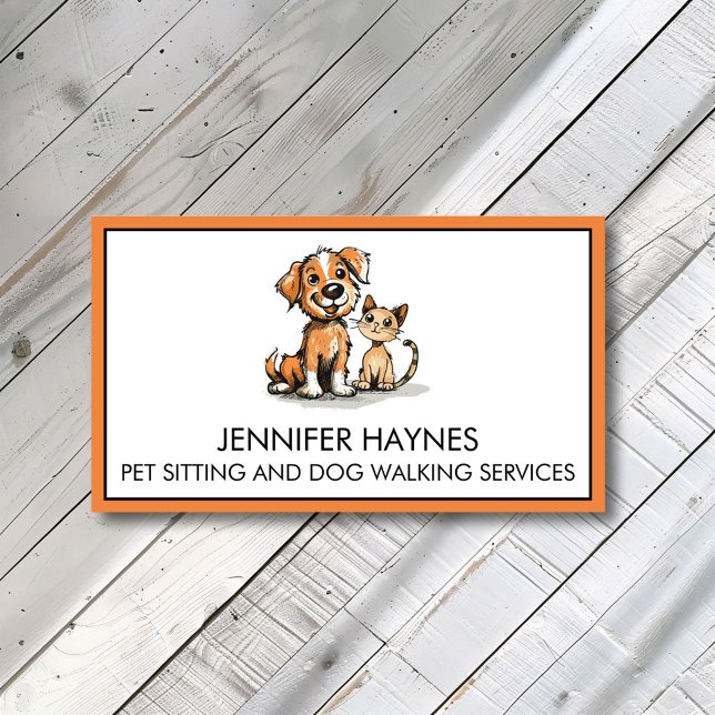 Pet Sitting Petsitting Dog Walking Services Cute Business Card (Creator Uploaded)