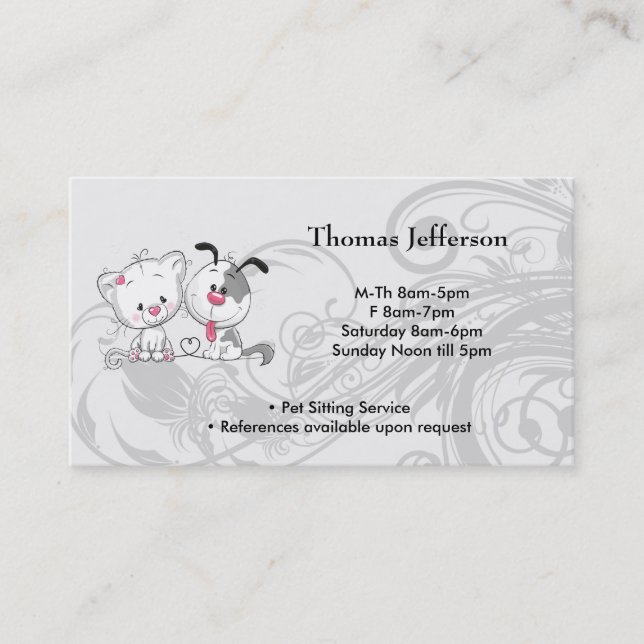 Pet Sitting Service  Business Card (Front)