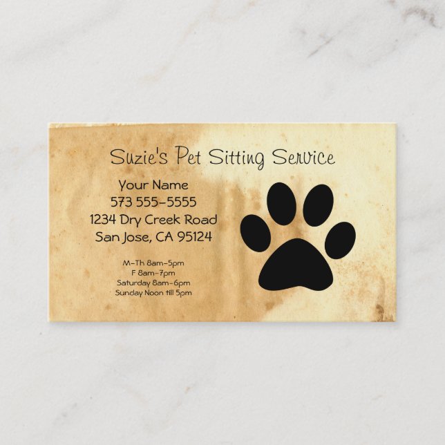 Pet Sitting Service Business Card (Front)