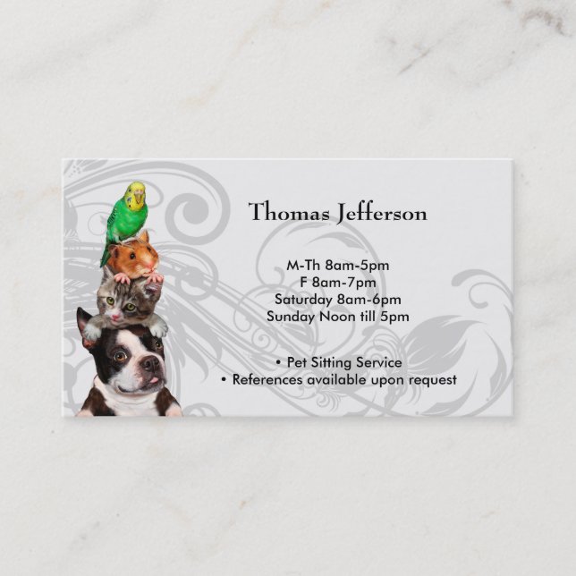 Pet Sitting Service  Business Card (Front)