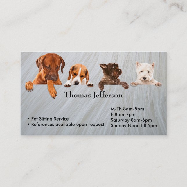 Pet Sitting Service  Business Card (Front)