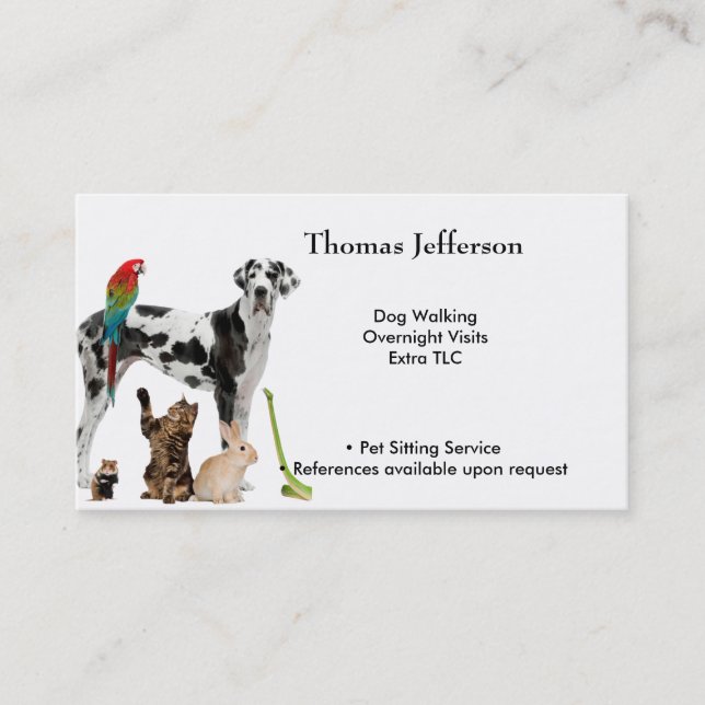 Pet Sitting Service  Business Card (Front)