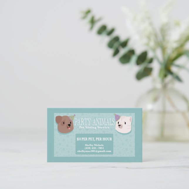 Pet Sitting Service Business Card (Standing Front)