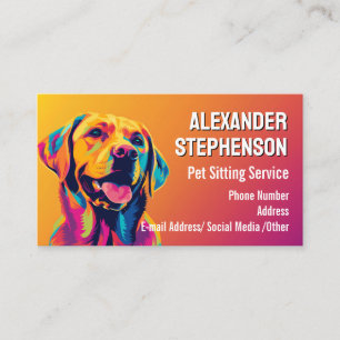 Pet Sitting Service Dog Walking Pop Art Golden Lab Business Card