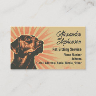 Pet Sitting Service Dog Walking Retro Black Lab Business Card
