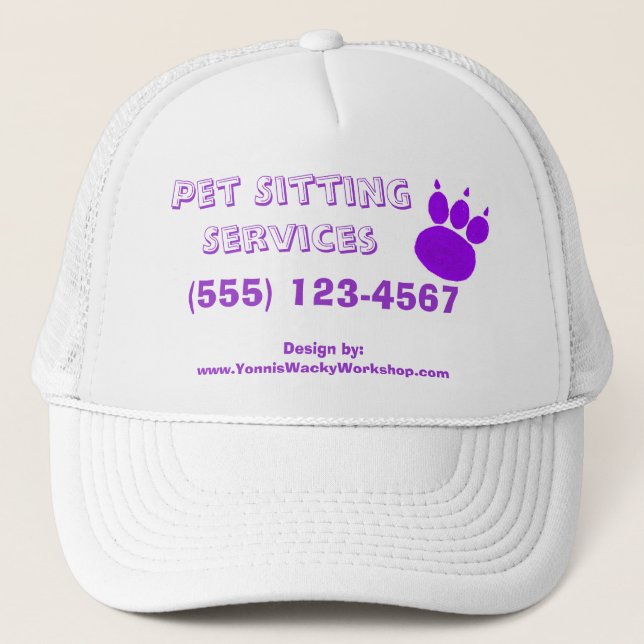 Pet Sitting Services Paw Print Trucker Hat (Front)