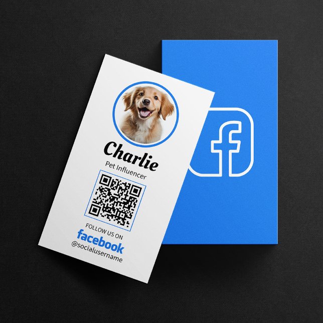 Pet Social Media Facebook Dog Photo QR Code Business Card (Creator Uploaded)