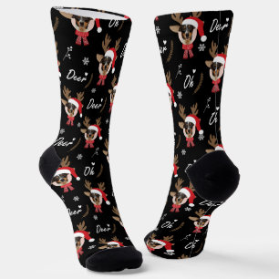 Pet Star   Custom Face Photo Reindeer Christmas Socks