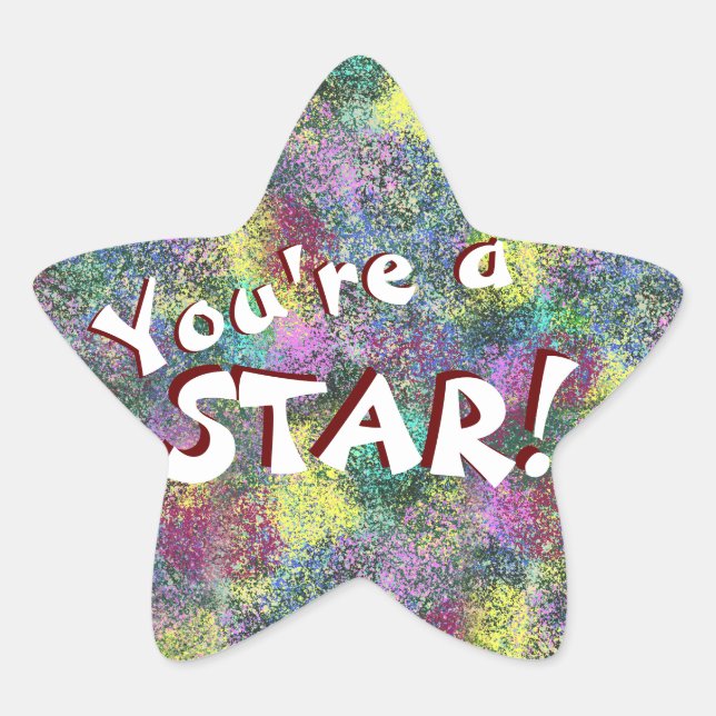 Pet Star Funny Budgies "You're a Star!" Star Sticker (Front)