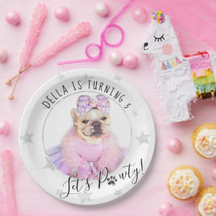 Pet Star Let's Pawty Photo Pet Dog Birthday Paper Plate