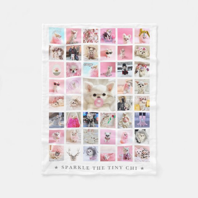 Pet Star | Personalized 45 Photo Collage and Name Fleece Blanket (Front)