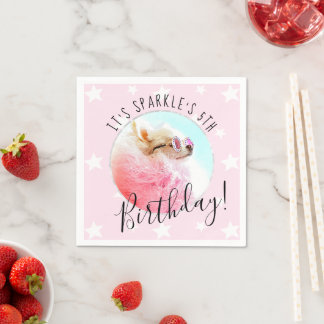Pet Star | Photo Pet Birthday Party Pink Napkin