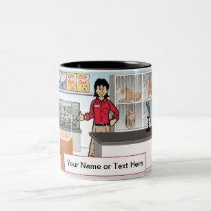 Pet Store - Female Cartoon by PrintedPerfection Two-Tone Coffee Mug