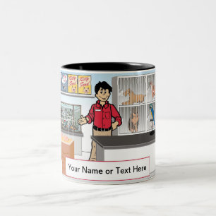 Pet Store - Male Cartoon by PrintedPerfection.com Two-Tone Coffee Mug