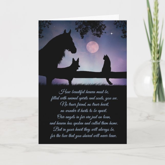 Pet Sympathy Card, Dog, Cat and Horse Card (Front)