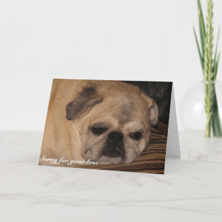 Pet sympathy card Pug