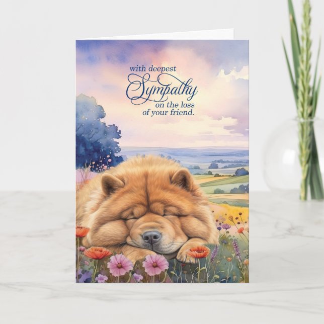 Pet Sympathy Chow Chow Dog Wildflowers Card (Front)