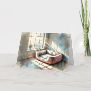 Pet Sympathy Empty Bed Watercolor Card