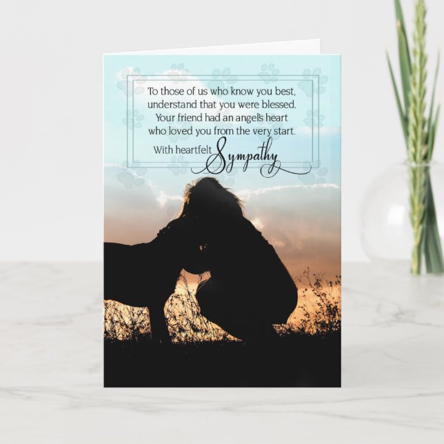 Pet Sympathy for Loss of a Dog Tender Message Card (Front)