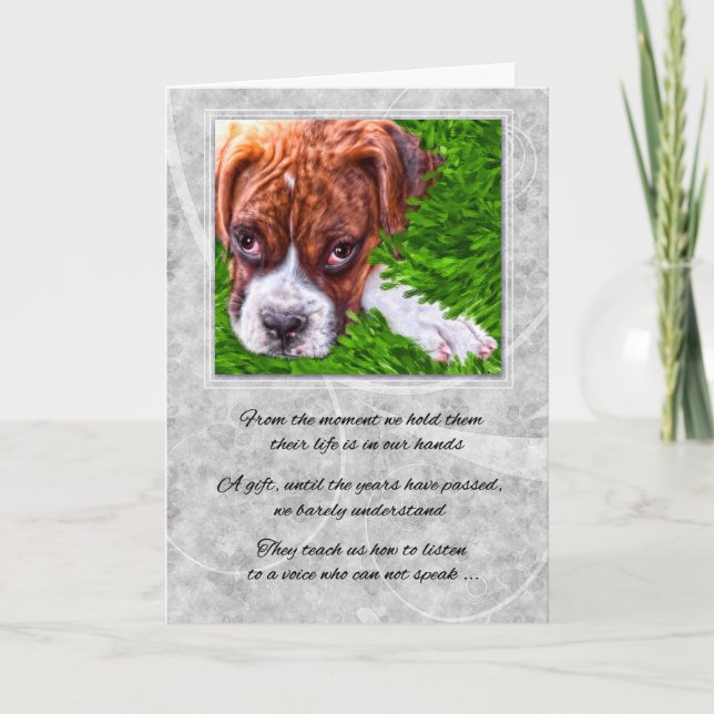 Pet Sympathy Loss of a Dog Boxer with Stone Grey Card (Front)