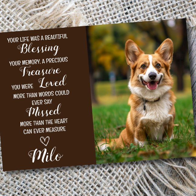 Pet Sympathy Personalized Photo Pet Loss Card (Dog Death Sympathy card)