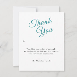 Pet Sympathy Thank You Response Photo Flat Card