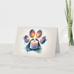 Pet Sympathy Watercolor Loss Paw Print with Candle Card