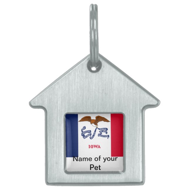 Pet Tag with Flag of Iowa State (Front)