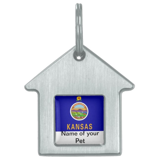 Pet Tag with Flag of Kansas State (Front)
