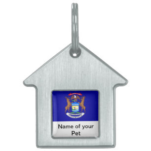 Pet Tag with Flag of Michigan State