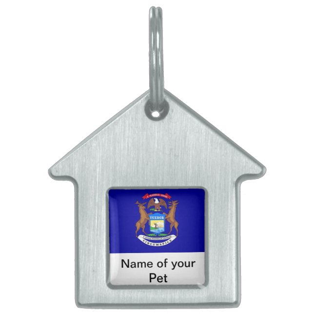 Pet Tag with Flag of Michigan State (Front)