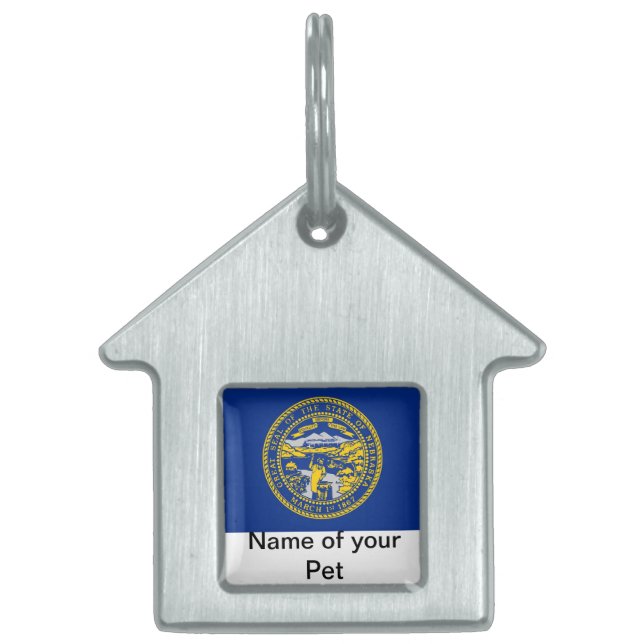 Pet Tag with Flag of Nebraska State (Front)