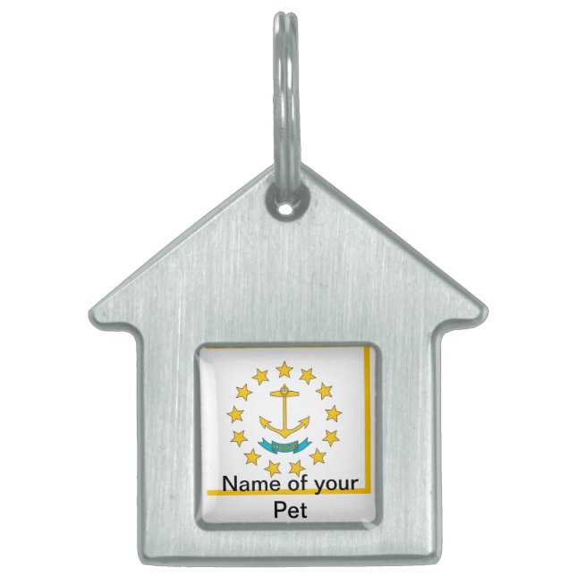Pet Tag with Flag of Rhode Island State (Front)