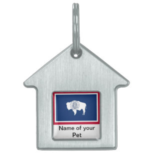Pet Tag with Flag of Wyoming State