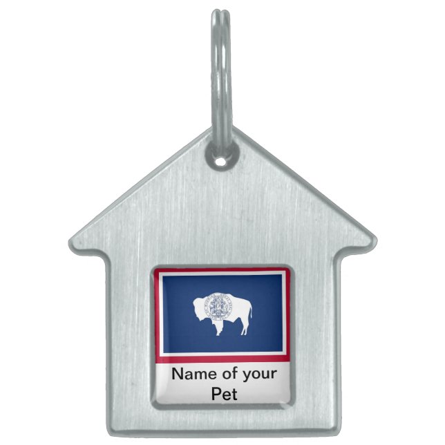 Pet Tag with Flag of Wyoming State (Front)