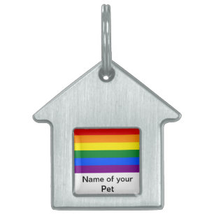 Pet Tag with LGBT Rainbow Pride Flag