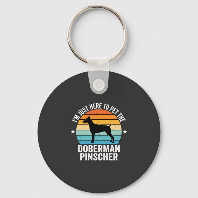 Pet The Doberman Pinscher Retro Keychain (Front)
