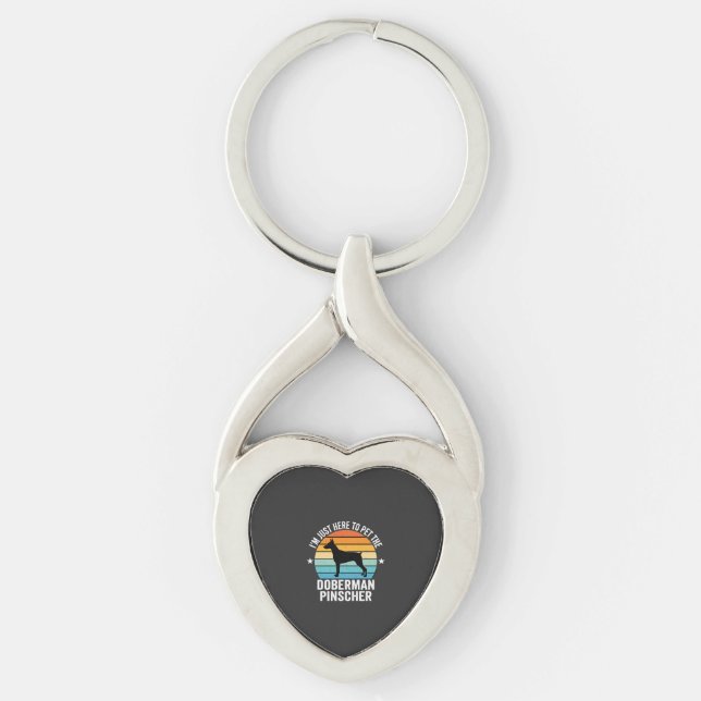 Pet The Doberman Pinscher Retro Keychain (Front)